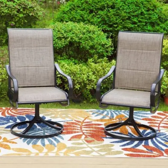 3pc Patio Dining Set with Small Square Table & 360 Swivel Padded Arm Chairs - Captiva Designs: Weather-Resistant Outdoor Furniture image {4}
