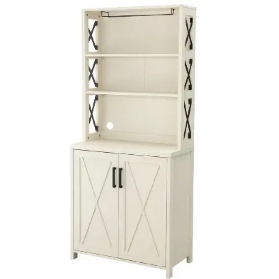 Home Source Elegant Charcoal Bar Cabinet | kitchen Cabinet with Microwave Stand image {8}