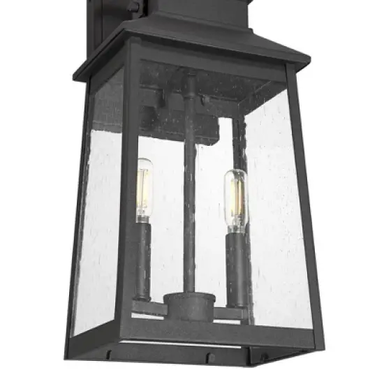 John Timberland Jubliee 17 1/4" High Modern Outdoor Wall Light Fixture Mount Porch House Exterior 2-Light Weatherproof Black Metal Clear Glass Shade image {8}
