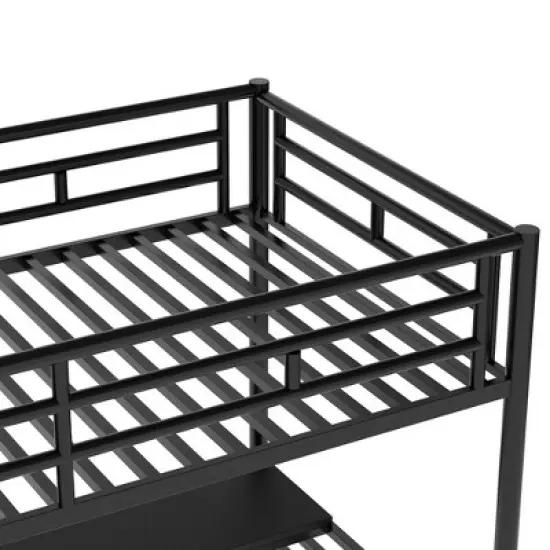 Metal Twin Size Loft Bed with Desk, Black - ModernLuxe image {10}
