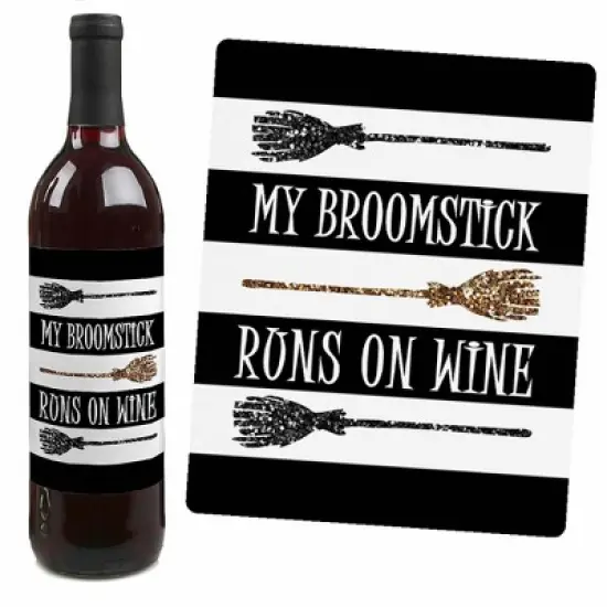 Big Dot of Happiness Spooktacular - Eat, Drink and Be Scary Halloween Party Decorations for Women and Men - Wine Bottle Label Stickers - Set of 4 image {5}