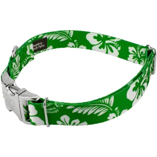 Country Brook Petz Premium Kelly Green Hawaiian Dog Collar image {1}