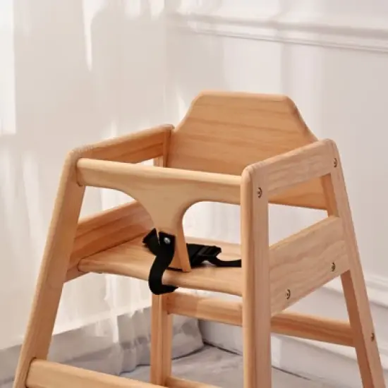 Dronkon Pine Wood Baby High Chair, Natural image {4}
