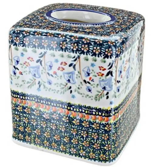 Blue Rose Polish Pottery O003 Manufaktura Tissue Box image {5}