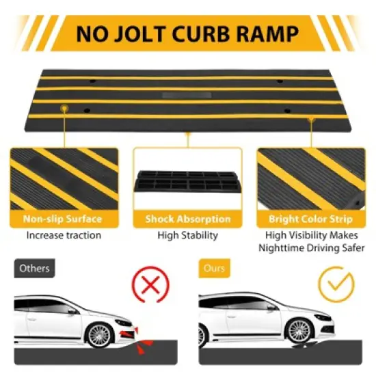 Rubber Driveway Curb Ramps, 15 Ton Capacity Heavy Duty Car Ramp, 2.5 Inch High Curbside Bridge Ramp, 4ft Motorcycle Ramp for Loading Dock Garage image {5}