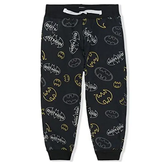 Batman Boy's Batman Graphic Print Jogger Pants with Adjustable Waistband, 2 Piece Set for Toddler image {3}