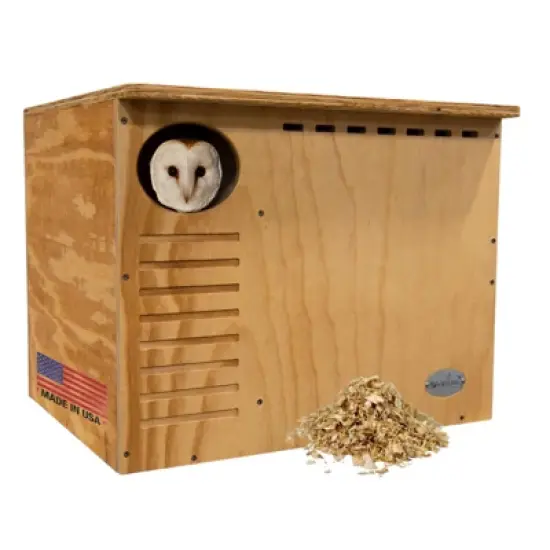 JCs Wildlife Barn Owl Nesting Box Large House Crafted in USA - Exterior Grade Treated Plywood - Mounting Hardware and Pine Shavings Included - image {10}