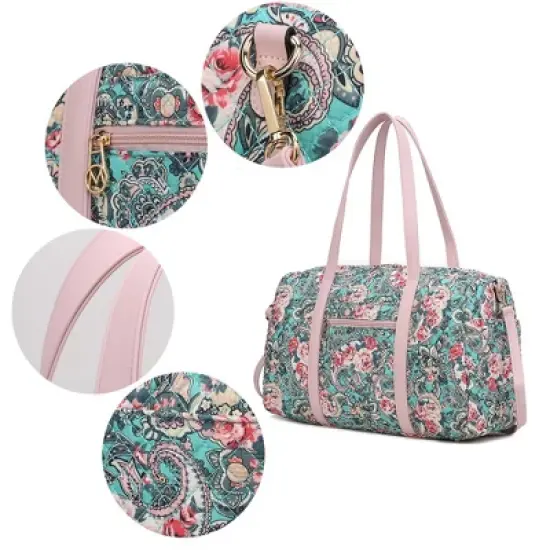 MKF Collection Khelani Quilted Cotton Botanical Pattern Women&rsquo;s Duffle Bag by Mia K image {3}