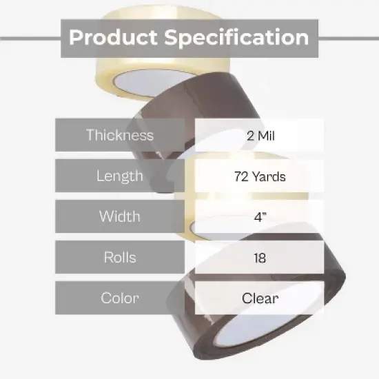 PSBM 18 Rolls Clear Acrylic Label Protection Tape 3.8" x 72 Yards, 2 Mil image {1}