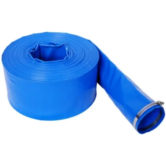 Syemin Drip Irrigation 100Ft Pool Backwash Hose, Heavy Duty Water Discharge Hose for Swimming Pool Filter Pump with 2 Clamp, Blue, 3"*3"*3" image {1}