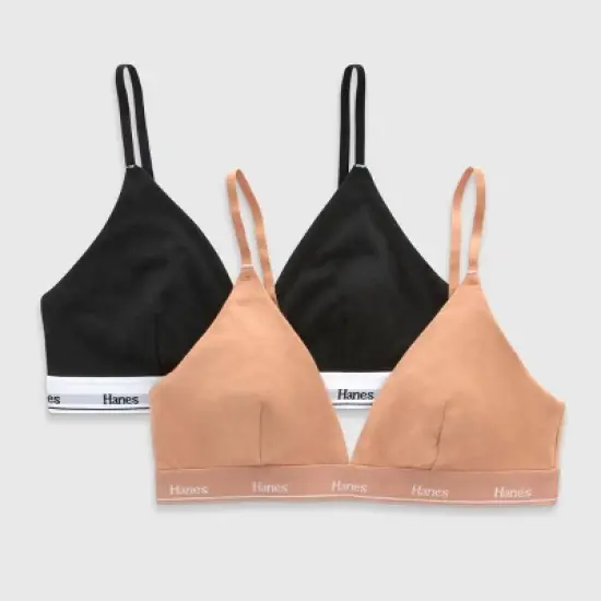 Hanes Originals Women's 2pk Stretch Triangle Bralette MHO102 image {4}