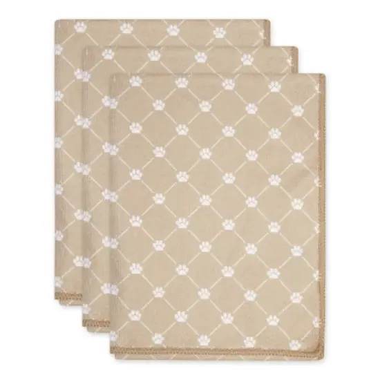 Bone Dry Microfiber Trellis Printed Pet Towel 3 Piece Set, Taupe image {2}
