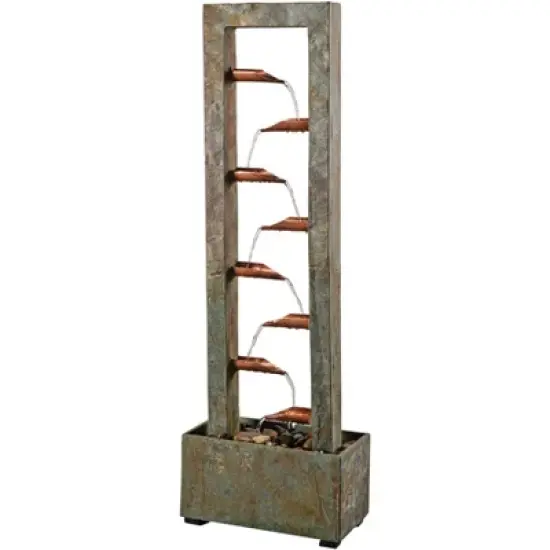 Zigzag Zen 47 3/4" High Large Modern Outdoor Decor Slate and Copper Floor Fountain Cascading Outside Garden Patio Yard Backyard image {9}