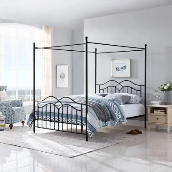 Queen Earhart Traditional Iron Canopy Bed - Christopher Knight Home image {1}