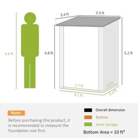 Resenkos Storage Garden Shed,Garden Sheds,Outdoor 3.3' x 3.4' Lean-to Garden Storage Shed with Lockable Door, Gray image {6}