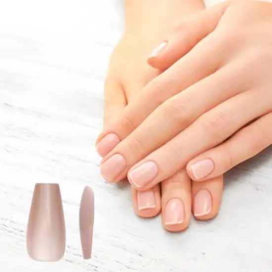 Unique Bargains Women's Full Coverage Fake Nails M Pink 1 Pc image {1}