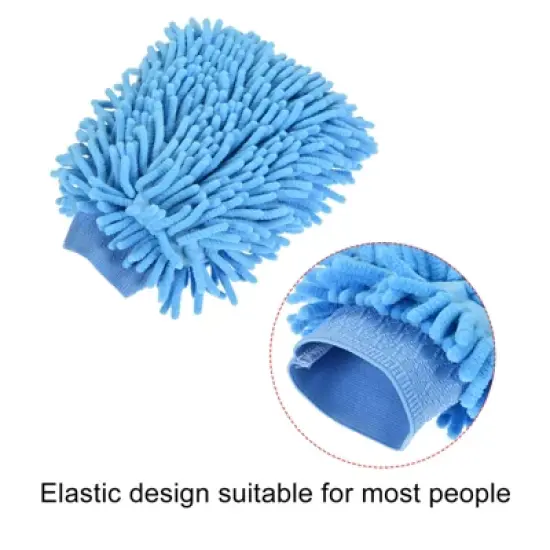 Unique Bargains Microfiber Soft Chenille Wash Mitten Double Sided Dusting Gloves for House Cleaning image {4}
