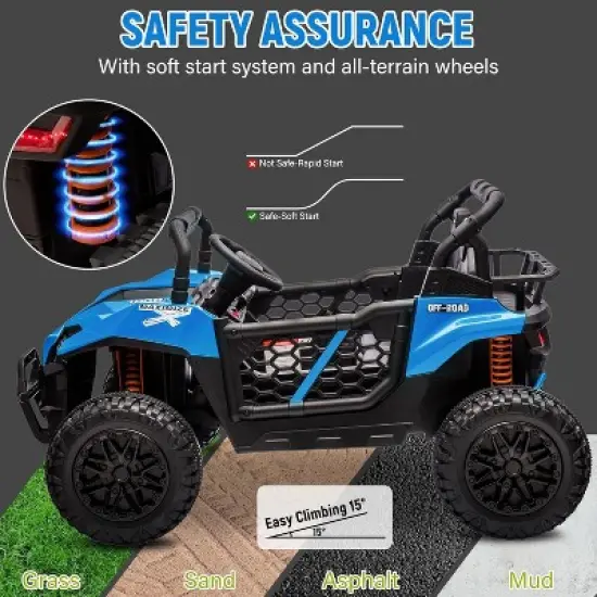 24v Ride On Toys for Big Kids - 2 Seater Kids UTV w/Parent Remote, 3.1 MPH, Music, LED Lights & Seat Belts - Over 3 Years image {4}