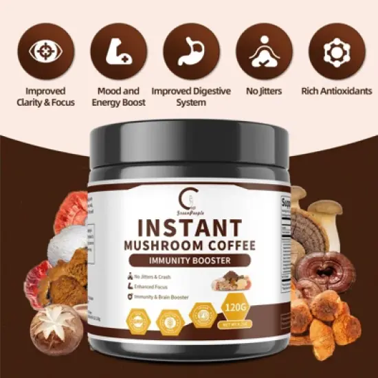 GPGP GreenPeople Mushroom Coffee with Lion's Mane, Shiitake and More, 10 in 1 Formula, 4.2 oz (120g) image {2}