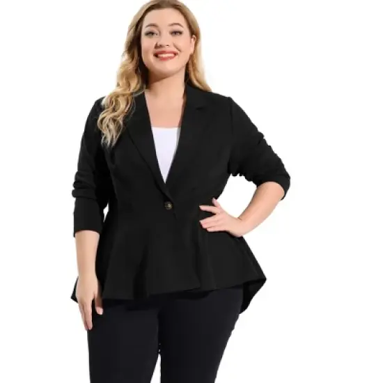 Agnes Orinda Women's Plus Size High-Low Hem Workwear Formal Peplum Blazers image {7}