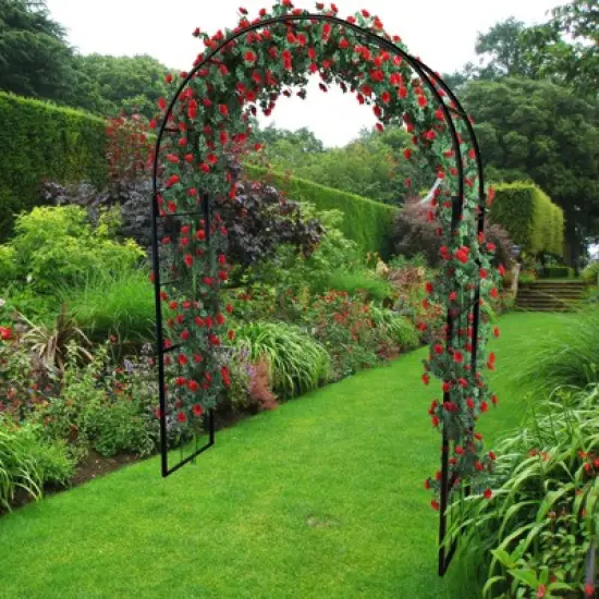 Metal Garden Arch Trellis, 60.23" W x 15.74" D x 86.61" H, Garden Arch Trellis for Climbing Plants Outdoor image {4}