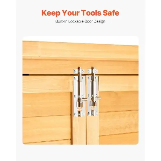 VEVOR Outdoor Storage Shed with Waterproof Roof and Metal Frame, Double Lockable Doors Garden Tool Shed Storage House Cabinet, 55"x67.5" image {6}