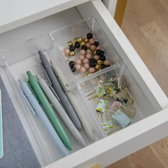 Martha Stewart Brody Set of 3 Stack and Slide Plastic Tray Office Desktop Organizers, 2- Small and 1-Medium image {4}