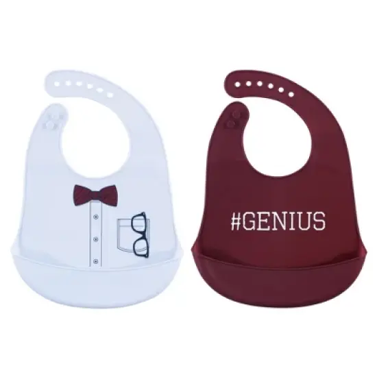 Little Treasure Baby Boy Silicone Bibs 2pk, Genius, One Size image {1}