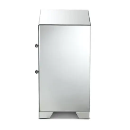 Mina Mirrored 2 Drawer Nightstand Bedside Table Silver - BaxtonStudio image {5}