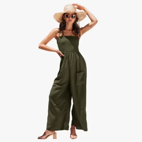 Women's Sleeveless Smocked Jumpsuit -Cupshe image {4}