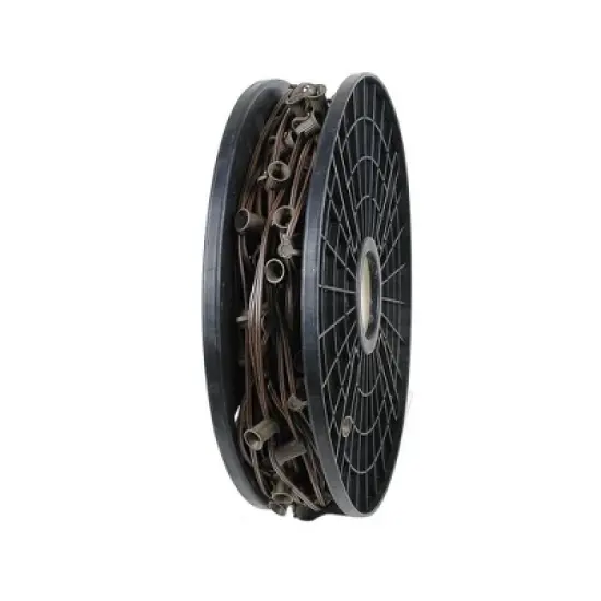 Novelty Lights 250 Feet C7/E12 Candelabra Base Christmas Bulk Spool, Vintage Holiday Hanging Light String, 6" Spacing, SPT-1 18 Gauge Brown Wire image {3}