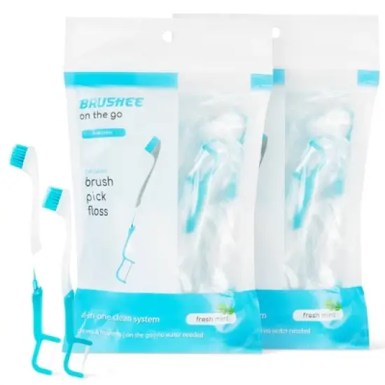 Brushee 4-in-1 (Paste + Brush + Floss + Pick) Disposable Prepasted Travel Toothbrush image {12}