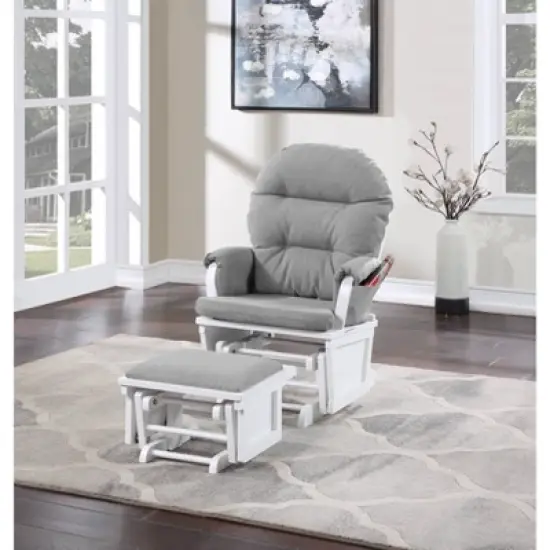 Suite Bebe Madison Glider & Ottoman - White/Oyster image {1}