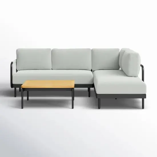 Decksplore L-Shaped Sofa with Dining Table Aluminum Patio Sectional with Coffee Table image {11}