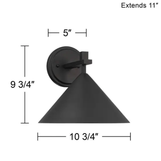 John Timberland Apex 9 3/4" High Modern Outdoor Wall Light Fixture Mount Porch House Exterior Dark Sky Weatherproof Textured Black Finish Metal image {3}