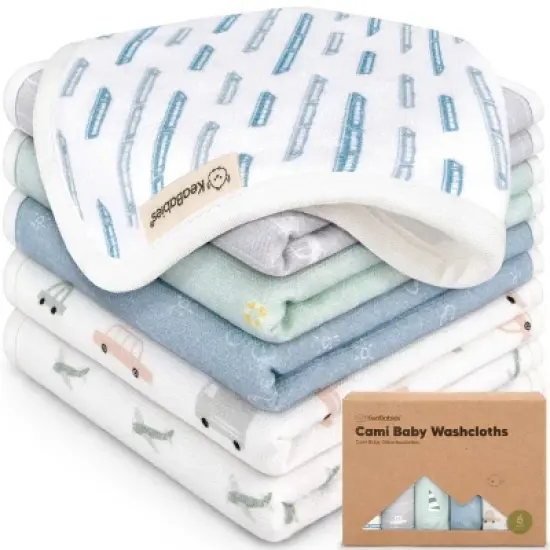 KeaBabies 6-Pack Cami Baby Washcloths for Newborn, 10x10 Organic Cotton Face Wash Cloths for Babies, Soft & Absorbent Baby Bath Towels image {17}