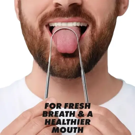 Stainless Steel Tongue Scraper &ndash; For Fresh Breath & a Healthier Mouth image {2}
