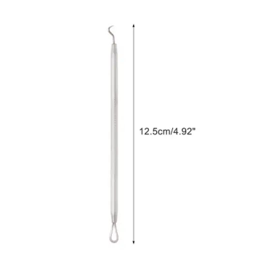 Unique Bargains Bent Hook Pimple Extractor 4.92" Silver Tone 1 Pc image {1}