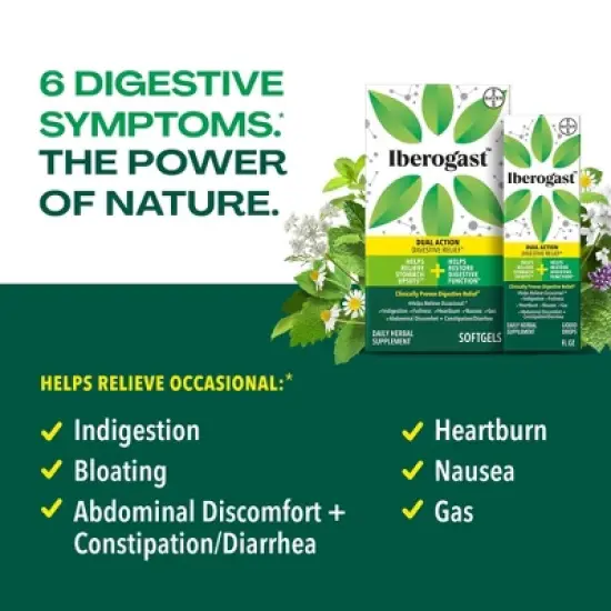 Iberogast Softgels Dual Action Digestive Relief Daily Herbal Supplements - 30ct image {6}