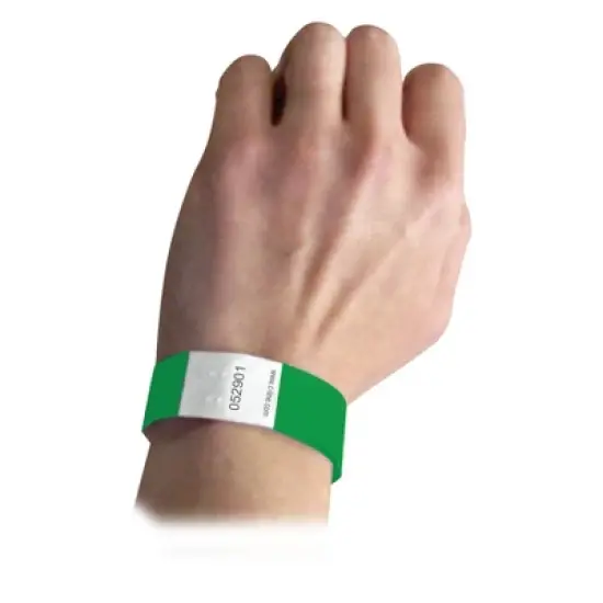 C-Line&reg; DuPont&trade; Tyvek&reg; Security Wristbands, Green, Pack of 100 image {1}