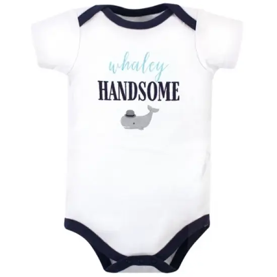 Little Treasure Baby Boy Cotton Bodysuits 3pk, Whale Suspenders image {1}