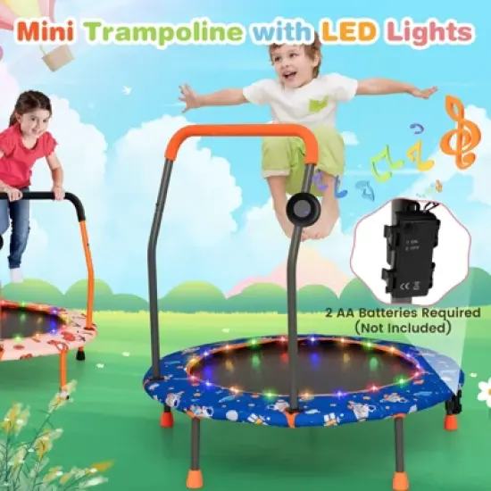 Infans 36" Mini Toddler Trampoline W/LED Bluetooth Speaker Detachable Handle Kids Gifts image {3}