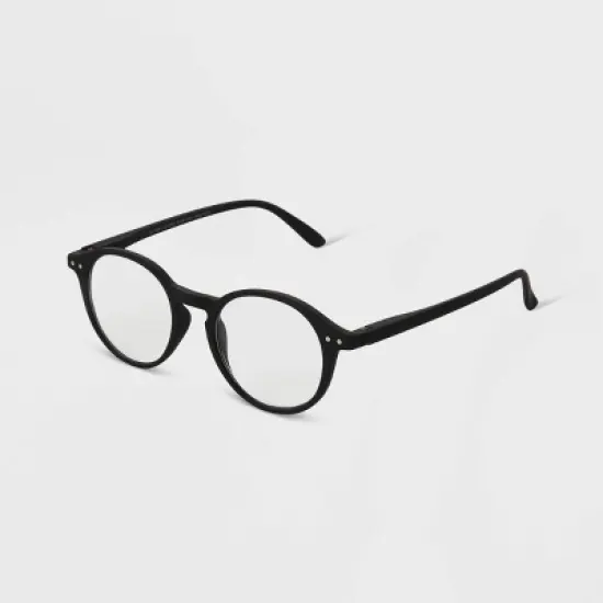 Women's Matte Black Round Blue Light Filtering Reading Glasses - Universal Thread&trade; Black image {1}