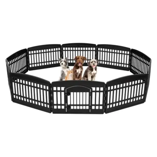 IRIS 4-10Panel 24/34"H Foldable Exercise Enclosure Plastic Pet Playpen with Door image {6}