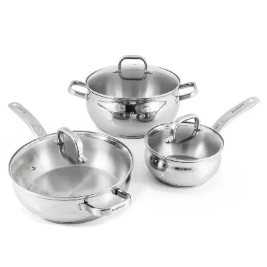 BergHOFF 12Pc 18/10 Stainless Steel Cookware Set with Glass Lid, Belly Shape image {5}