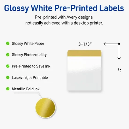 Avery 4" x 3-1/3" Labels, Gold-Dipped Edge, 40 ct image {1}