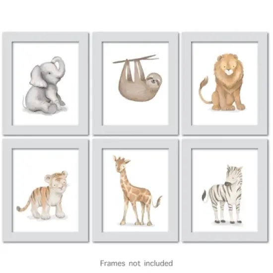 Lambs & Ivy Watercolor Safari Jungle Animals Unframed Nursery/Child Wall Art image {4}