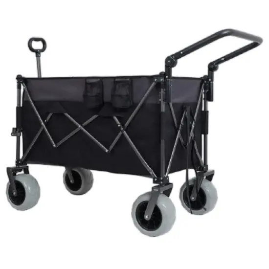 Multi-Functional Push-Pull Folding Wagon Cart with Rotating Handle & 9"x4" Beach Tires for Camping & Beach &uml;C300L XL Heavy-Duty, Large Capacity image {4}