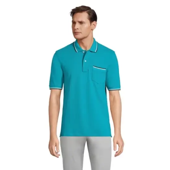 Lands' End Men's Short Sleeve Comfort First Solid Mesh Polo With Pocket image {7}