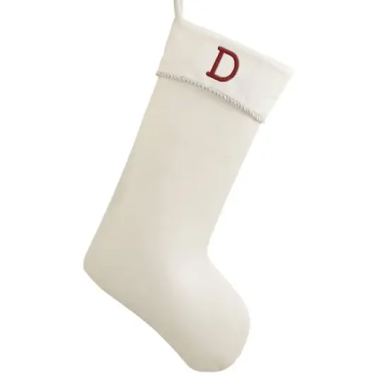 Personalization Mall Classic Christmas Embroidered Initial Ivory Christmas Stockings image {6}